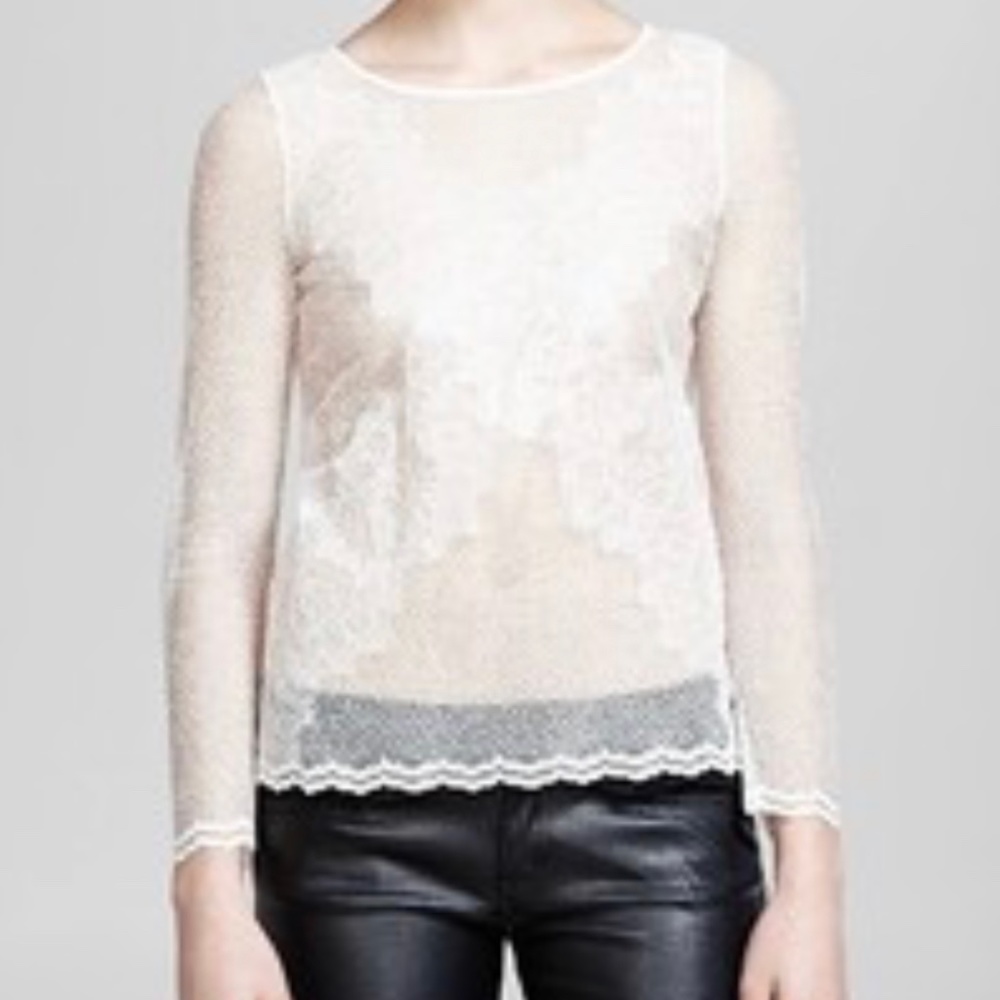 $240 New The Kooples White Lace Top Size XS